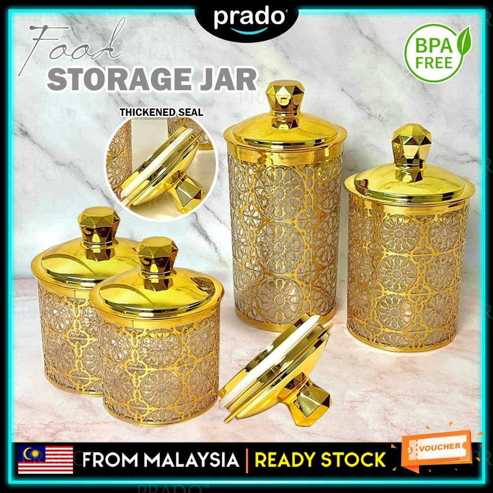 PRADO Elegant Flower Acrylic Biscuit Jar Airtight Lid Storage Container ...