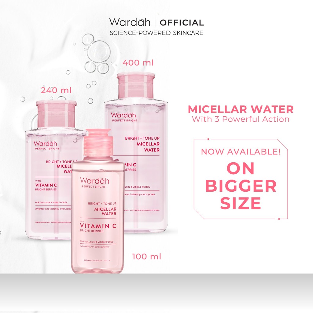 WARDAH Micellar Water (Perfect Bright, Nature Daily, Lightening Oil, Acnederm) - Pembersih Make Up Waterproof - Skincare - Gambar 3