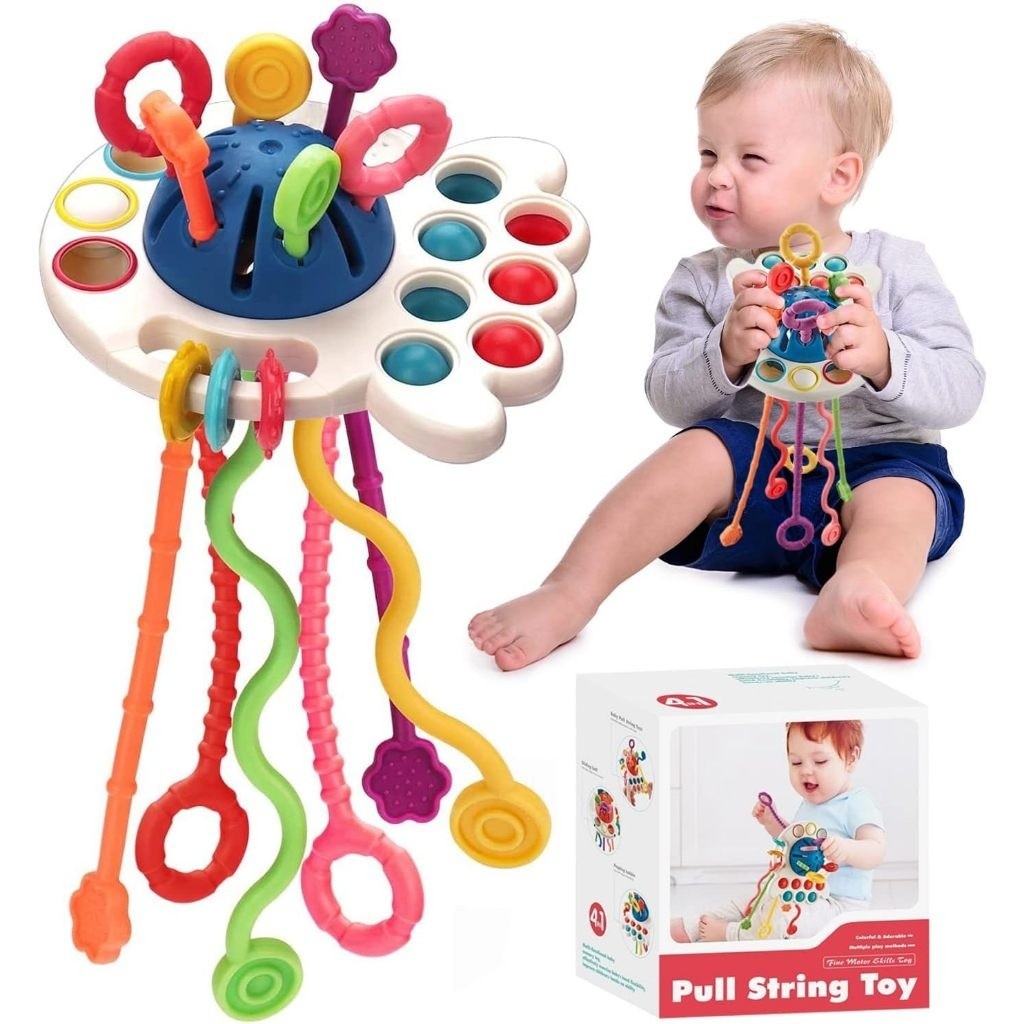 Montessori Baby Toys Silicone Pull String Toys Baby Sensory Toy