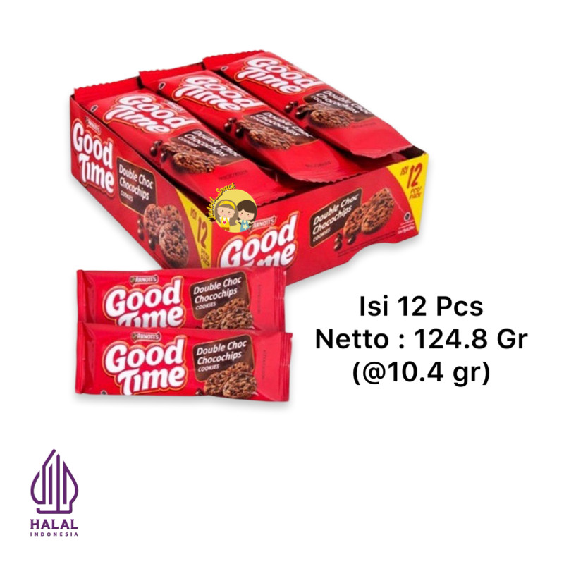Good Time Biskuit Double Choco Chips - Netto 12 bks x 10.5 gr