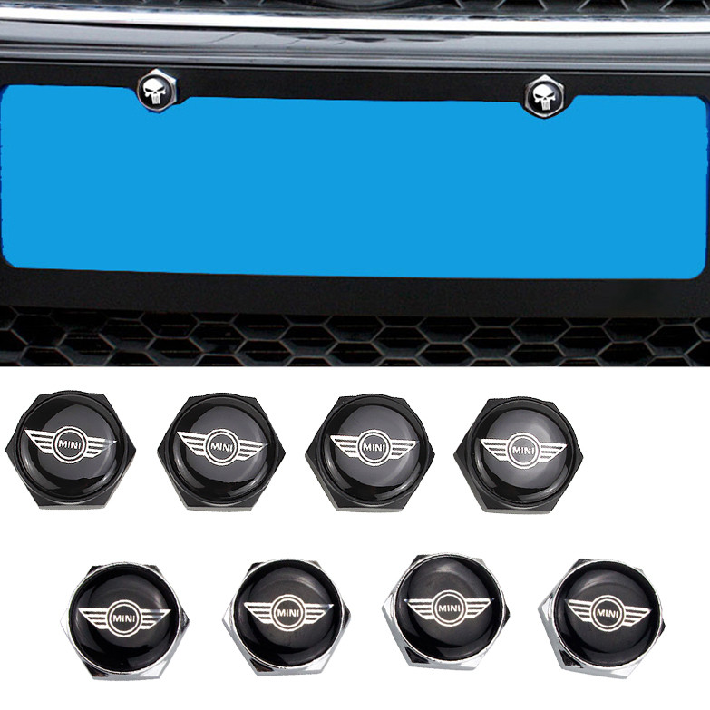 Car Badge License Plate Bolts Chrome Screws Nuts for MINI COOPER ONE ...