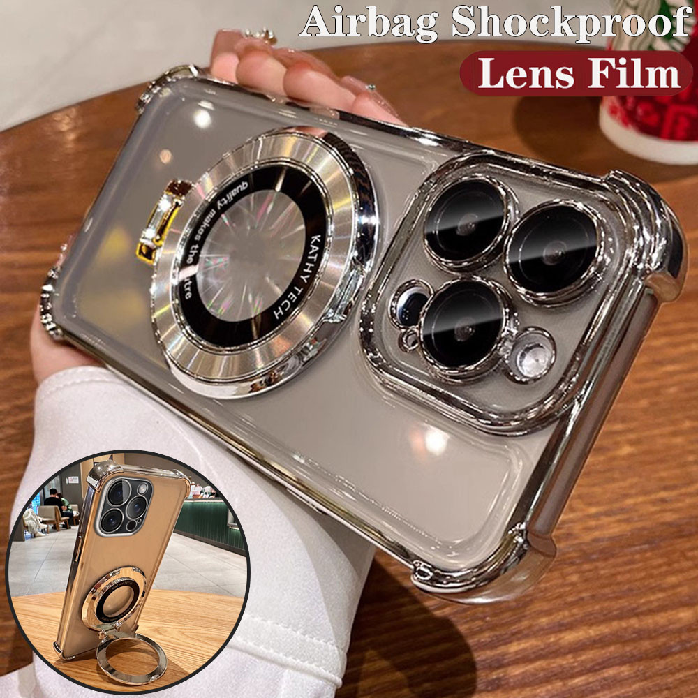 Acrylic Airbag Shockproof Magnetic Holder Phone Case For Iphone 15 14 