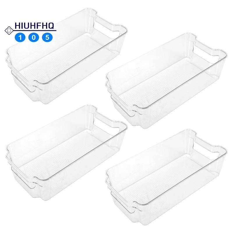 4 Pack Fridge Organiser Set Storage Box Tray, Clear Plastic Stackable ...