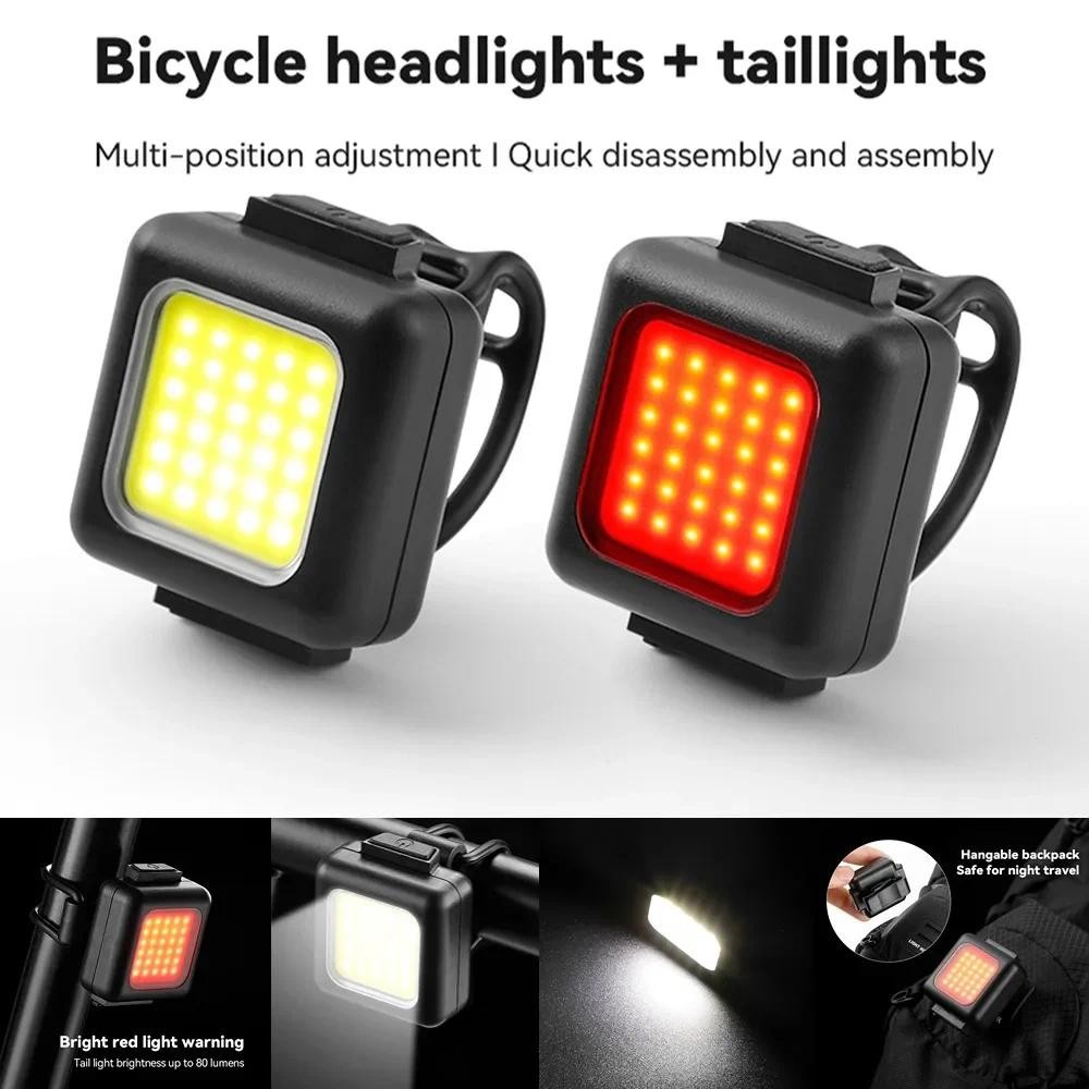Mini Bike Light Cycling Bicycle Front Rear Light Type-C USB Charging ...