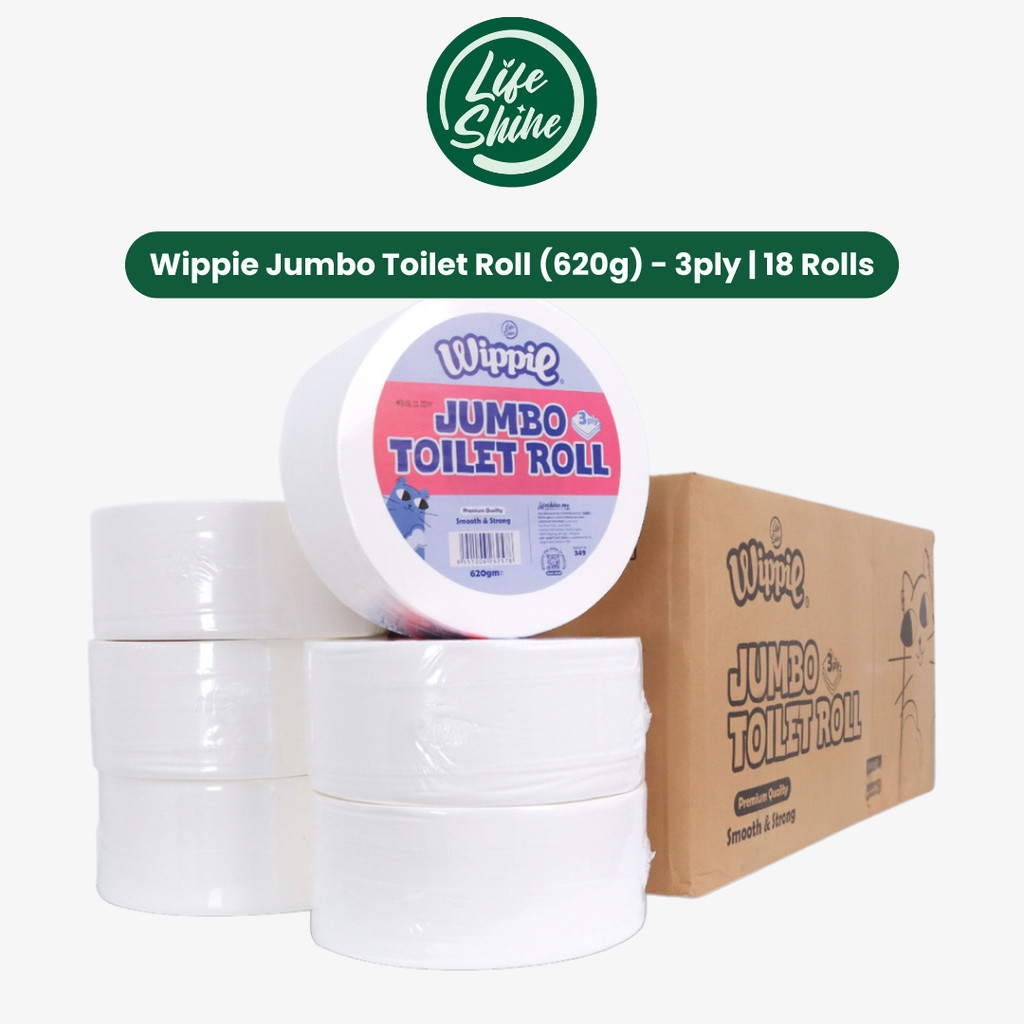 LifeShine & Wippie Bulk Toilet Paper (18 Rolls/Carton) – 100% Virgin ...
