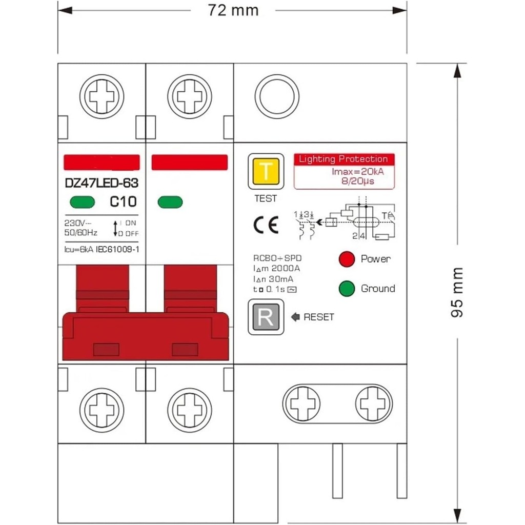 SPD Residual Current Circuit Breaker with Overload RCD RCBO RCCB ...