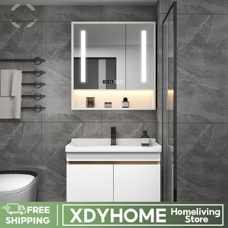 XDY Bathroom Cabinet Suspended Vanity Luxury Washbasin Small Bathroom Cabinets Space Saving ...