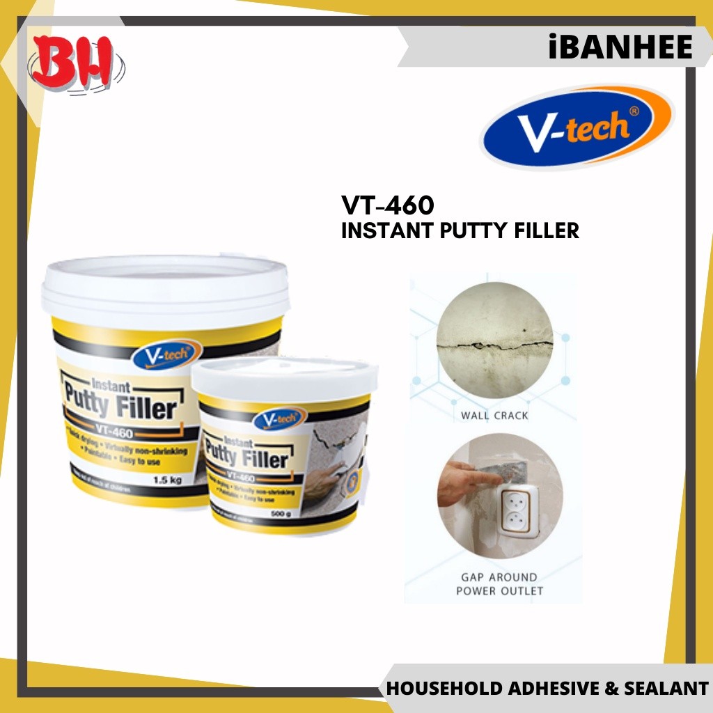[iBH] V-TECH VT-460 INSTANT PUTTY FILLER (500G/1.5KG)(WHITE) | Shopee ...