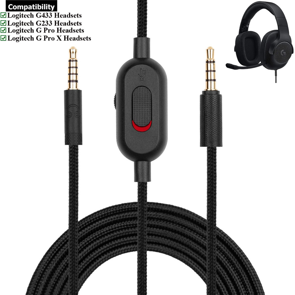 2.0M Braided Replacement Cable Extension Cord for Logitech G433 G233 G ...
