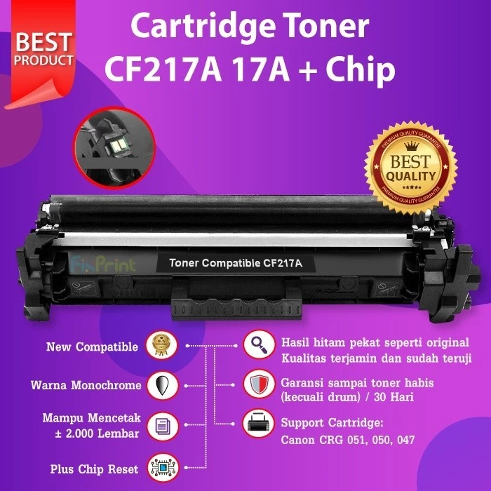 FixPrint Cartridge Toner Xantri Premium Grade Xantri 17A CF217A Printer M130fw M102a M102w M130a M130nw New Chip 047 Serbuk Xantri 50 gram - Gambar 2