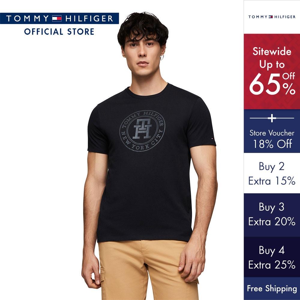 TOMMY HILFIGER Timothy Roundel Logo Print T-Shirt Men Regular Fit ...