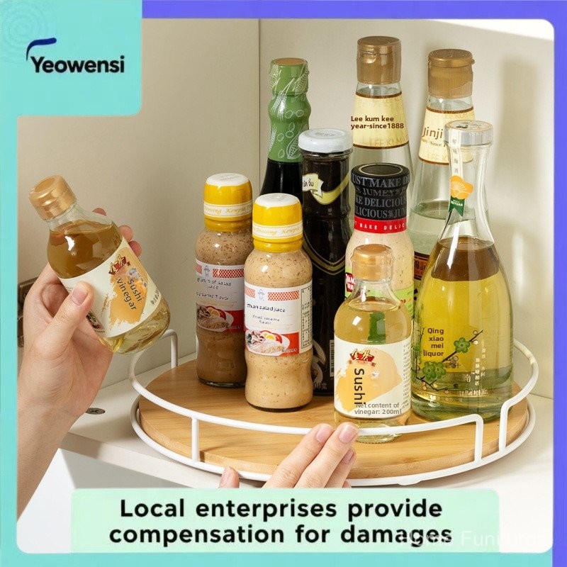 Kitchen Rotating Spice Rack Under Cabinet Seasoning Organizer ...