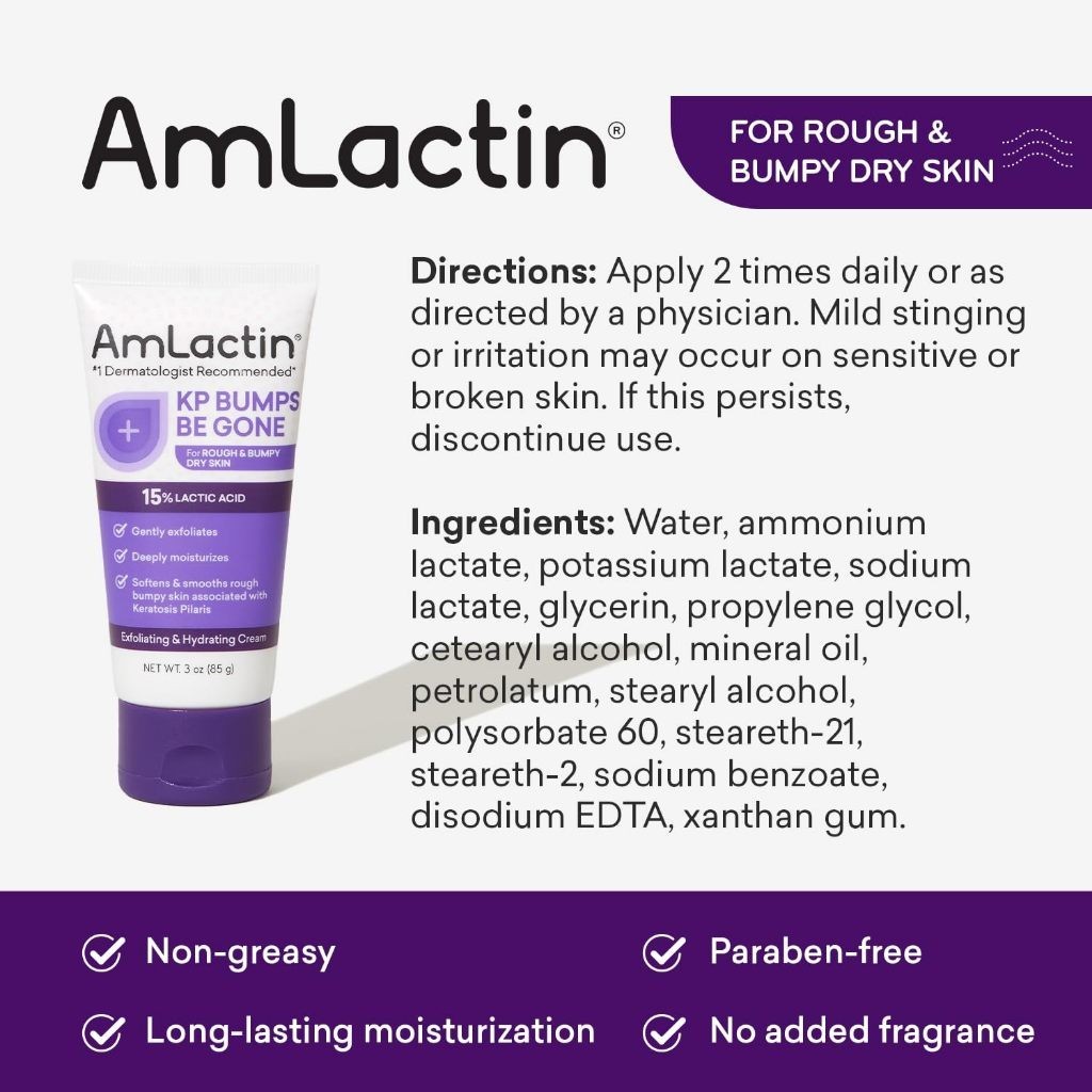 AmLactin KP Bumps Be Gone Keratosis Pilaris Moisturizing Cream Exfoliator and Moisturizer for Dry Rough Bumpy Shopee Singapore