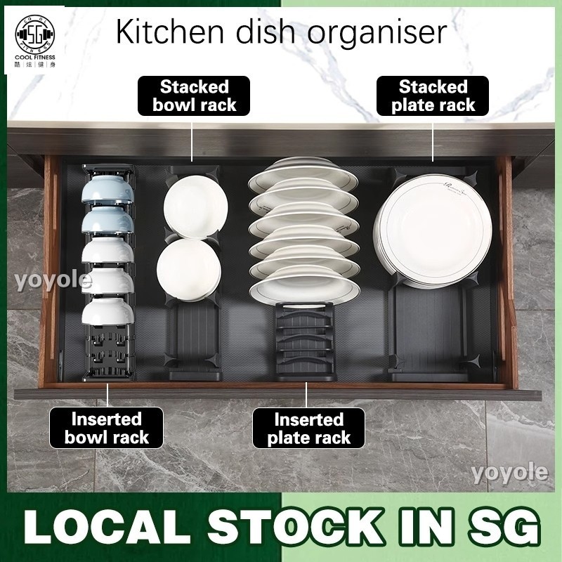Stackable Bowl Rack Plate Rack Kitchen Shelf Dish Drainer Rack Bowl ...