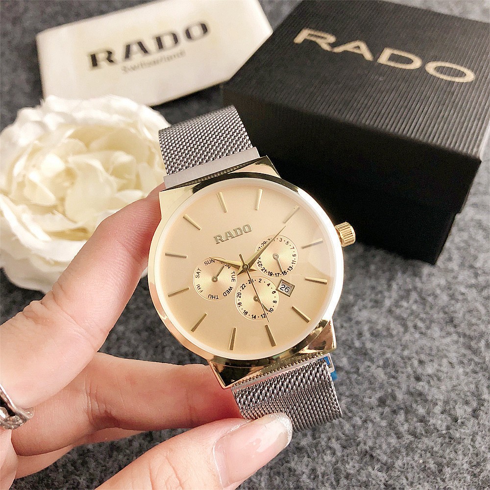 Rado Women Men Fashion Casual Stainless Steel Magnetic Calendar Quartz Watch For Men Women Shopee Singapore