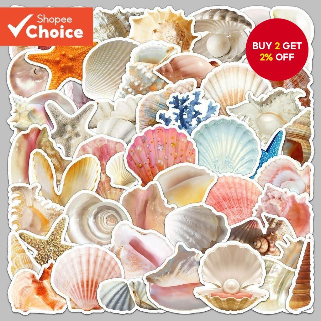 50Pcs Small and Fresh Marine Seashells Series Graffiti Stickers for ...