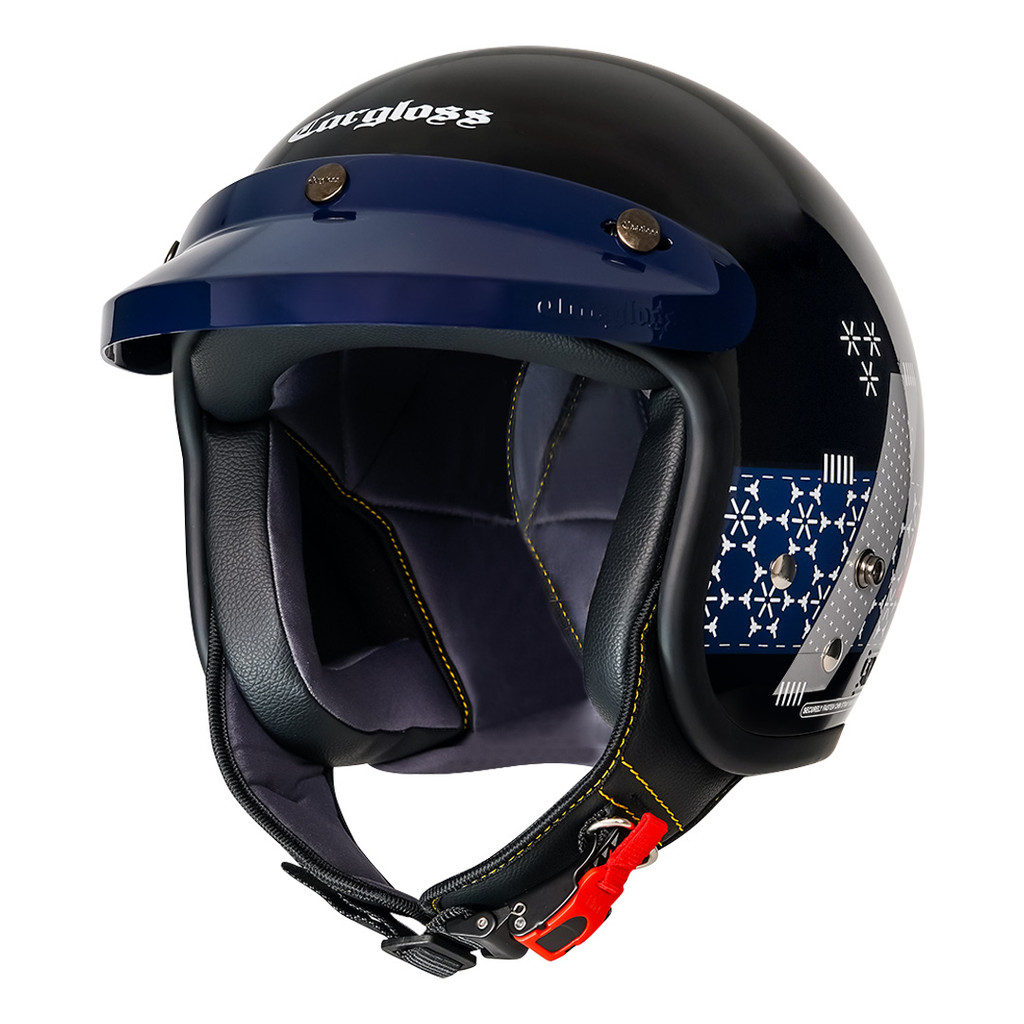 Cargloss CFM Retro Helm Half Face - Sashiko Black - Gambar 2