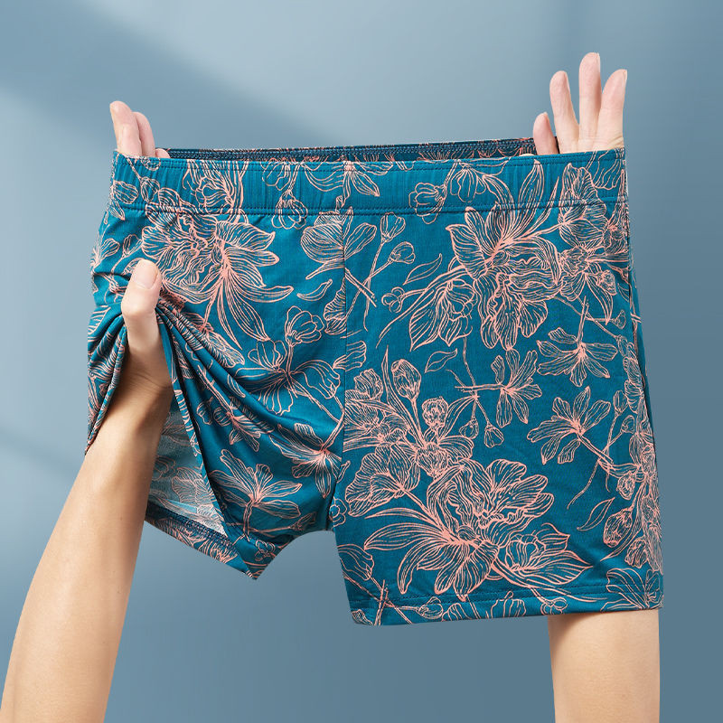 High-end Retro Printed Men Underwear Ice Silk Boxer Men Home Wear ...