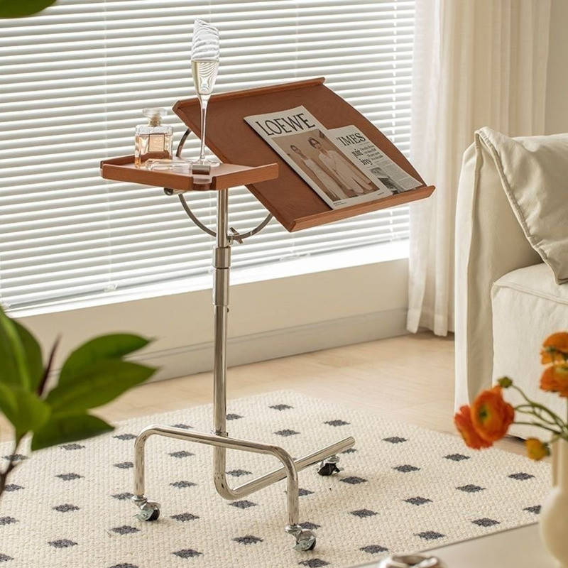 Reading Tea Table Mobile Side Table Corner Desk Solid Wood Trolley ...