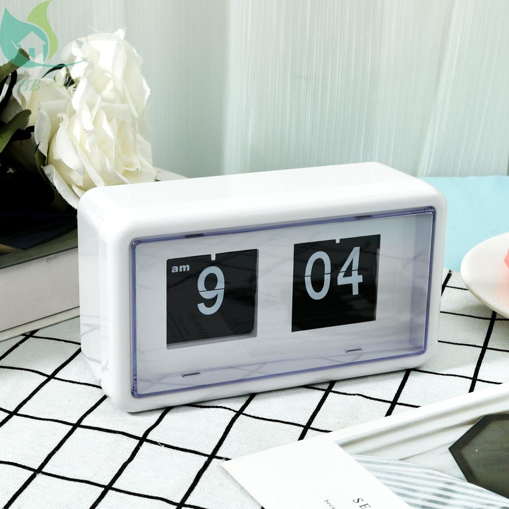 Flip Desk Clock Digital Auto Flip Clock Vintage Table Clock Battery ...
