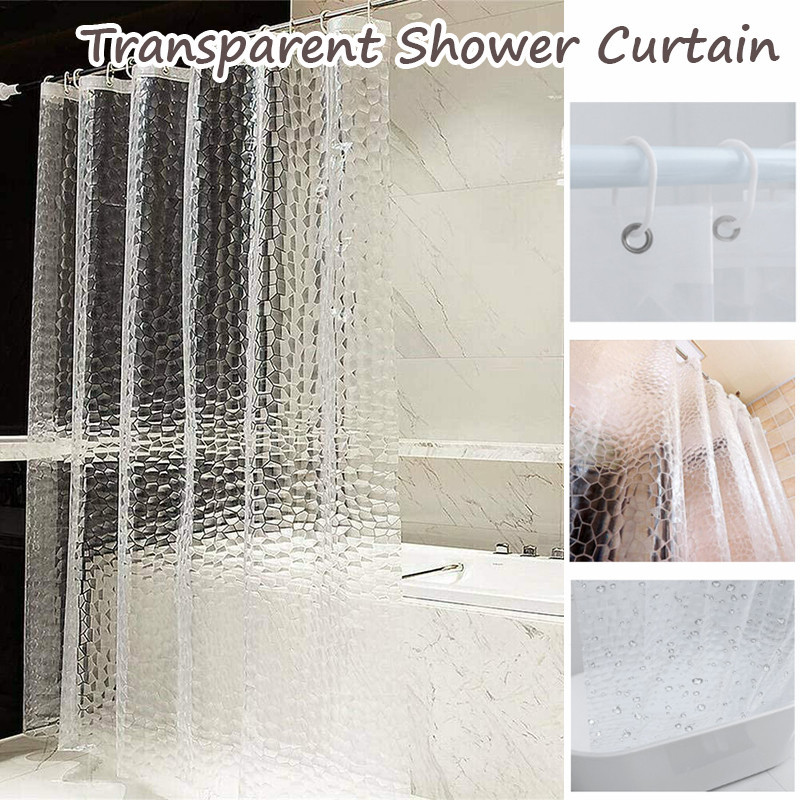 Transparent Shower Curtain EVA Waterproof with 3d Water Cube Pattern ...