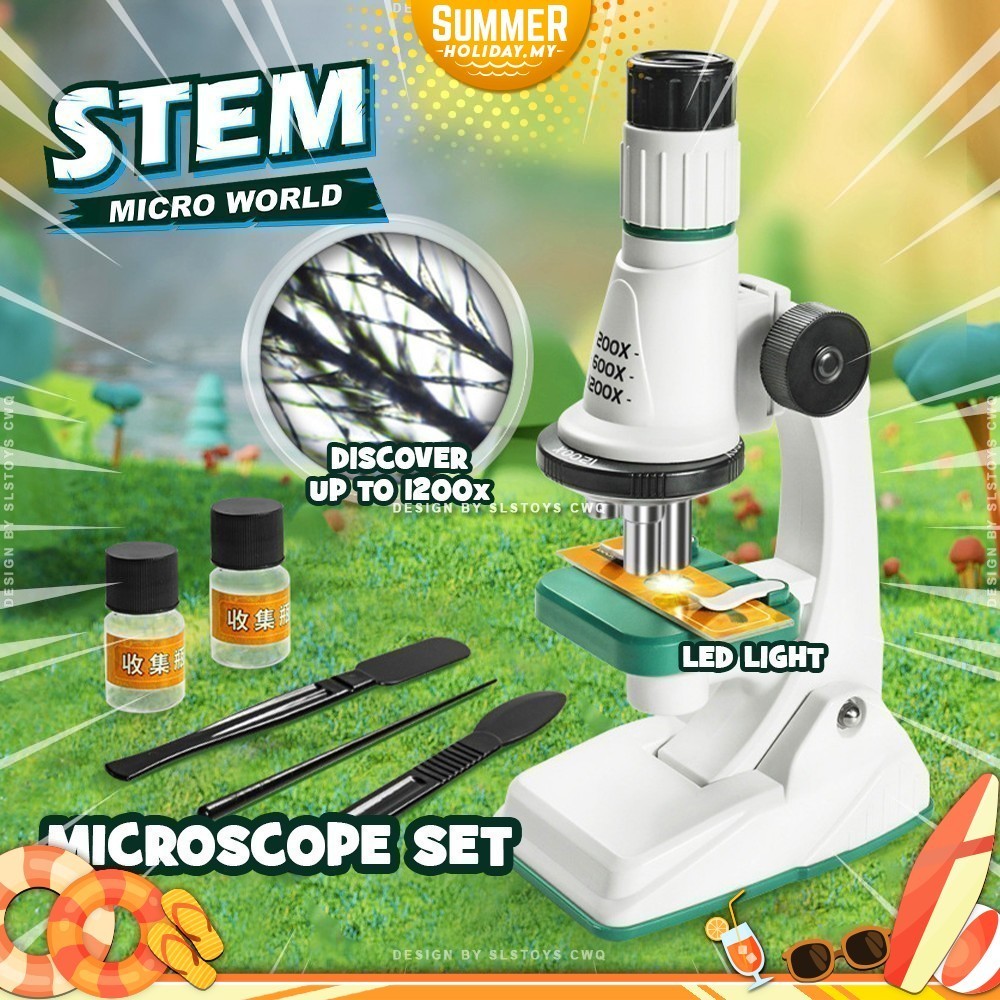 STEM Microscope Complete Tool Set With Light And 1200x Scope Science ...