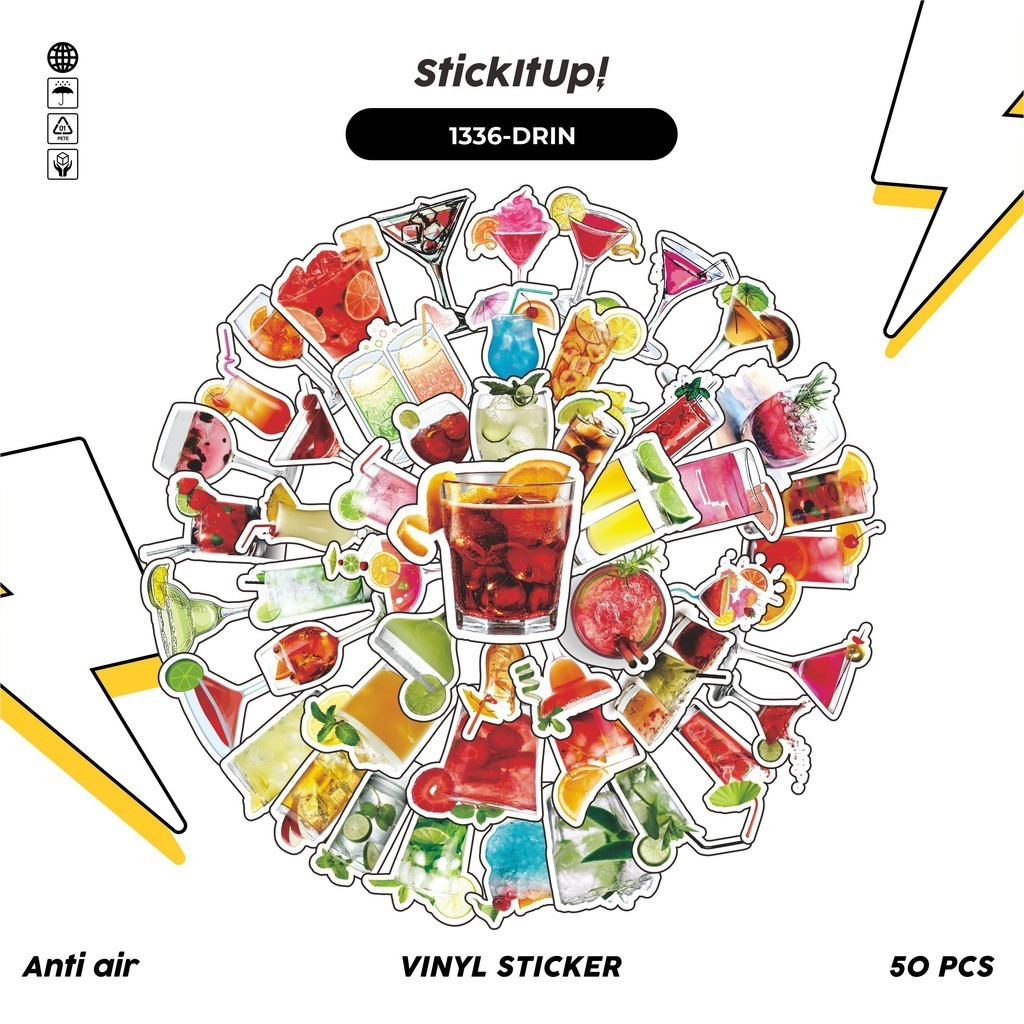 HP 100 Pcs Cool Drink Sticker Pack v2 Cute Aesthetic Vinyl Waterproof ...