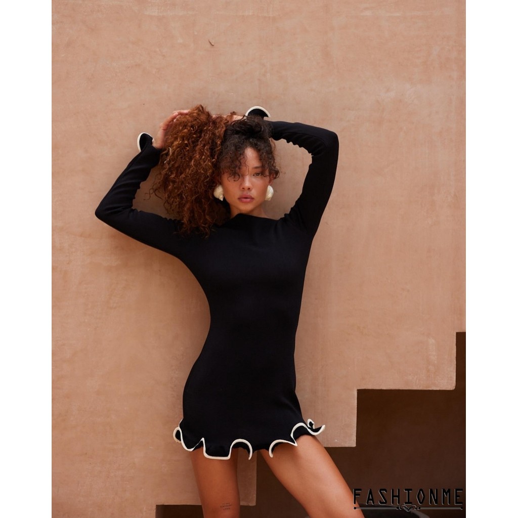 Trois Logo Knit Mini Dress/BLACK S 【公式通販】