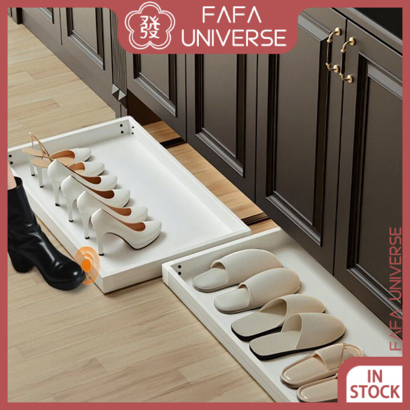 Under Shoe Cabinet Kick Rebound Pull-out Metal Shoe Rack Drawer Tray ...