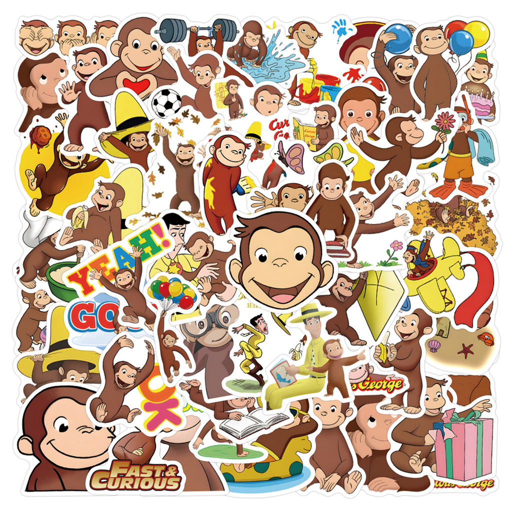 60 pcs Curious George Cartoon Waterproof PVC Stickers | Shopee Singapore