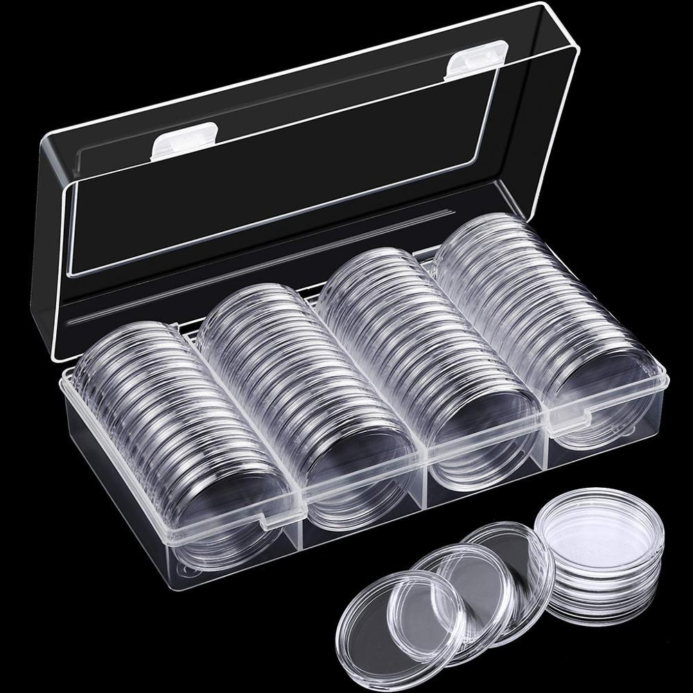 60Pcs 41mm Coin Capsule Medal Holder Storage Box with Organizer Case ...