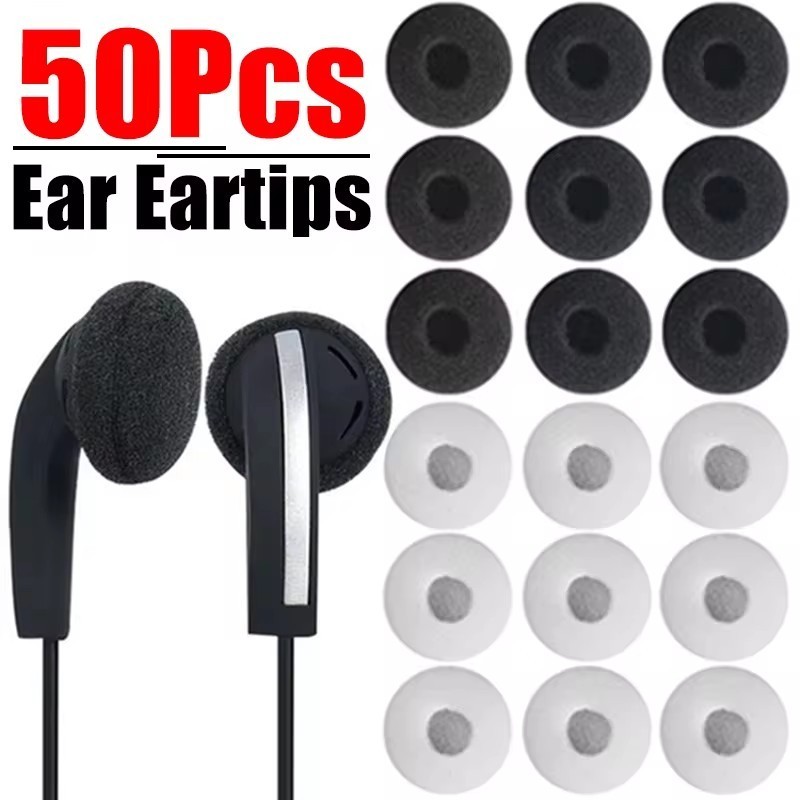 20/50Pcs Earphone Sponge Cover - 18mm Black, White Ear Pad - Headphone ...