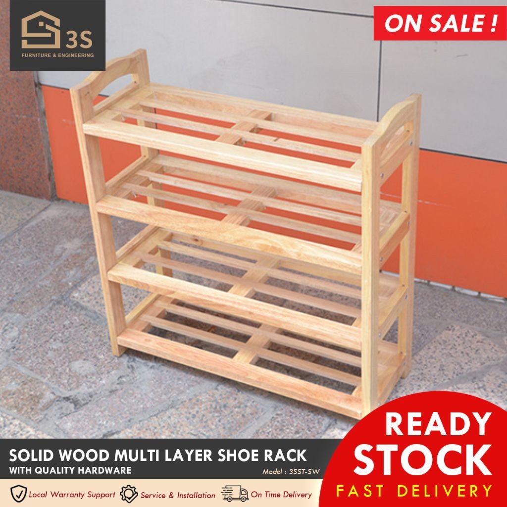 [3S FURNITURE] Indoor and Outdoor Multi-Layer Solid Wood Shoe Rack ...