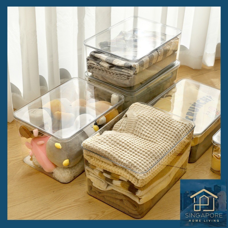 [READY STOCK ] Visible Transparent Storage Box with Lid Stackable ...