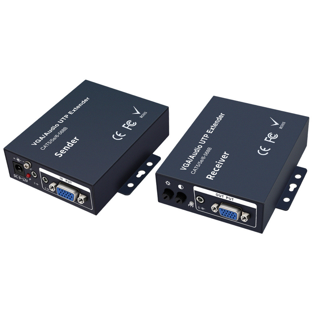 VGA Extender set over Cat5e/Cat6 Ethernet Network Cable, with VGA 1080P ...