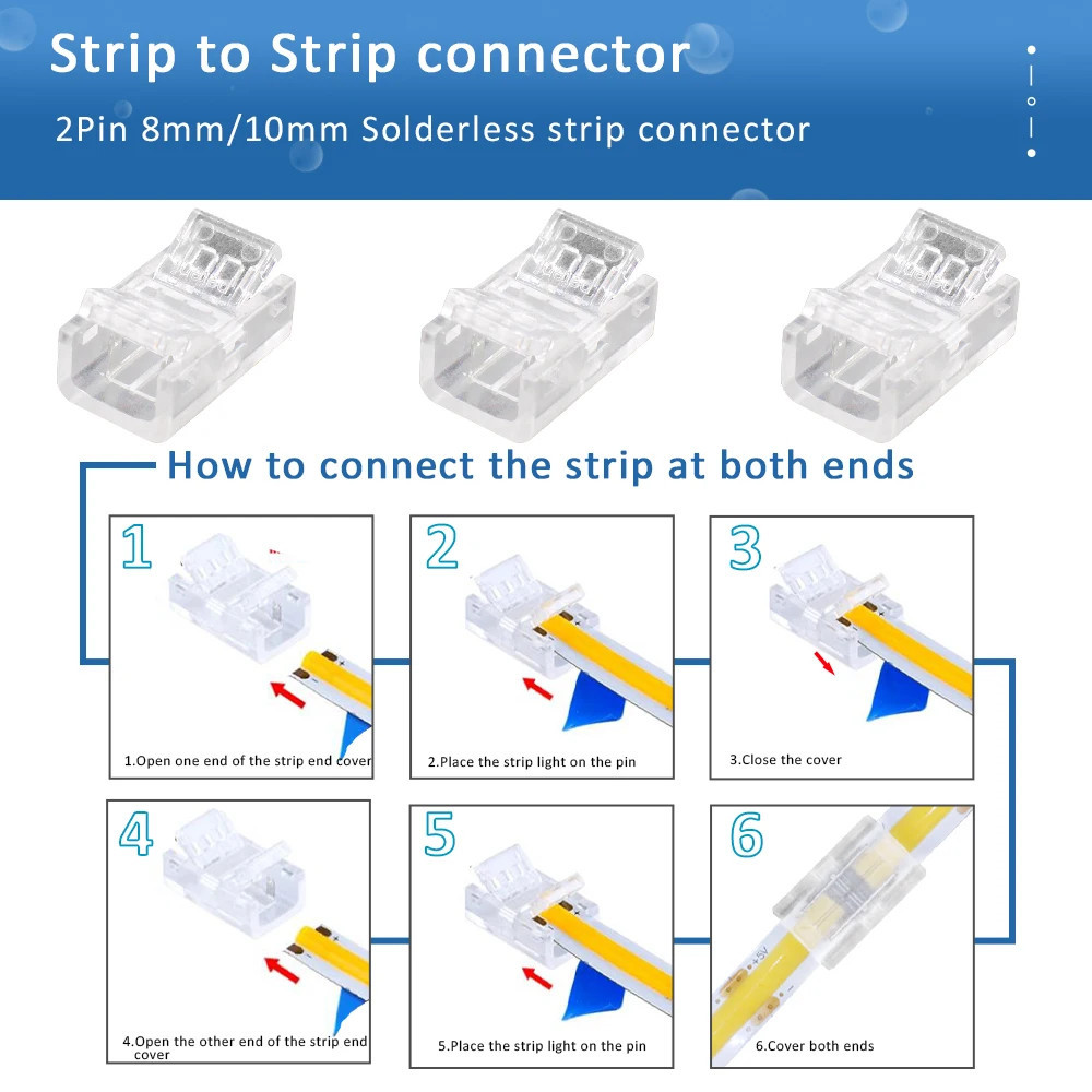 2pin LED Strip Connector 8mm Lamp Tape Lights L Shape LED Corner ...