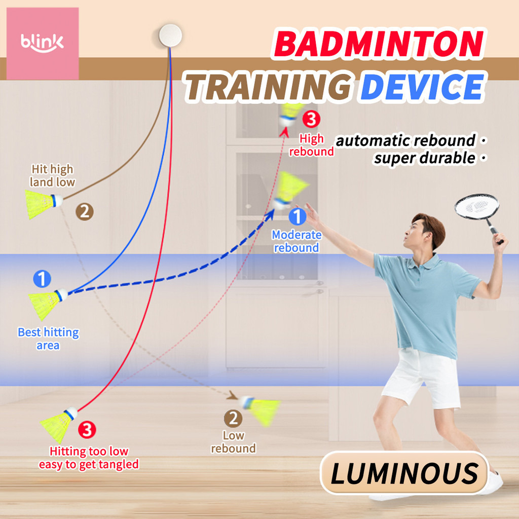 【Lantunan Badminton】Shuttlecock Rebound Practice Equipment Badminton ...
