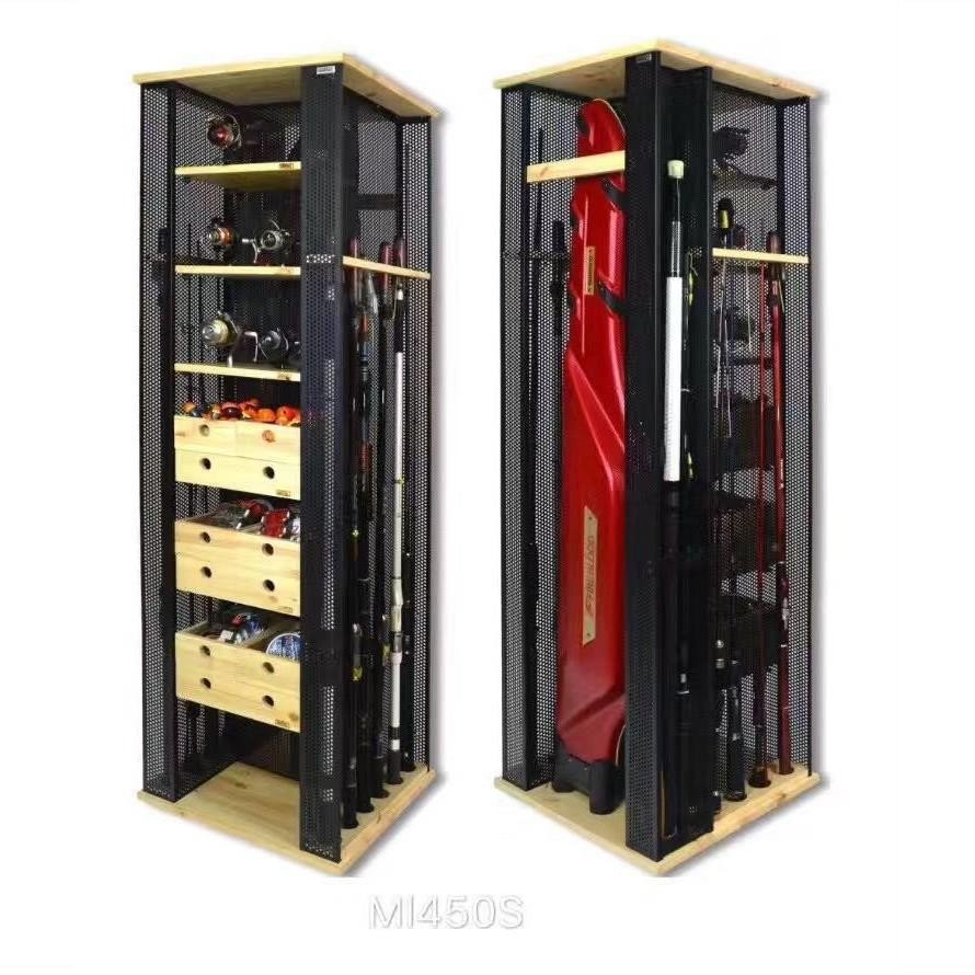 Fishing Rod Display Rack Fishing Gear Storage Cabinet Multi-Purpose ...