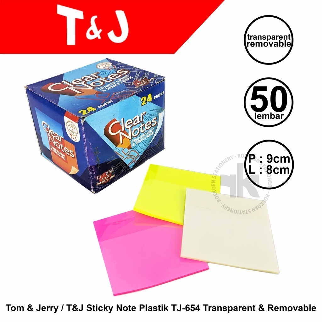 Tom & Jerry TJ Sticky Note Plastic 76x76mm TJ-654-Mix 5 Transparent ...
