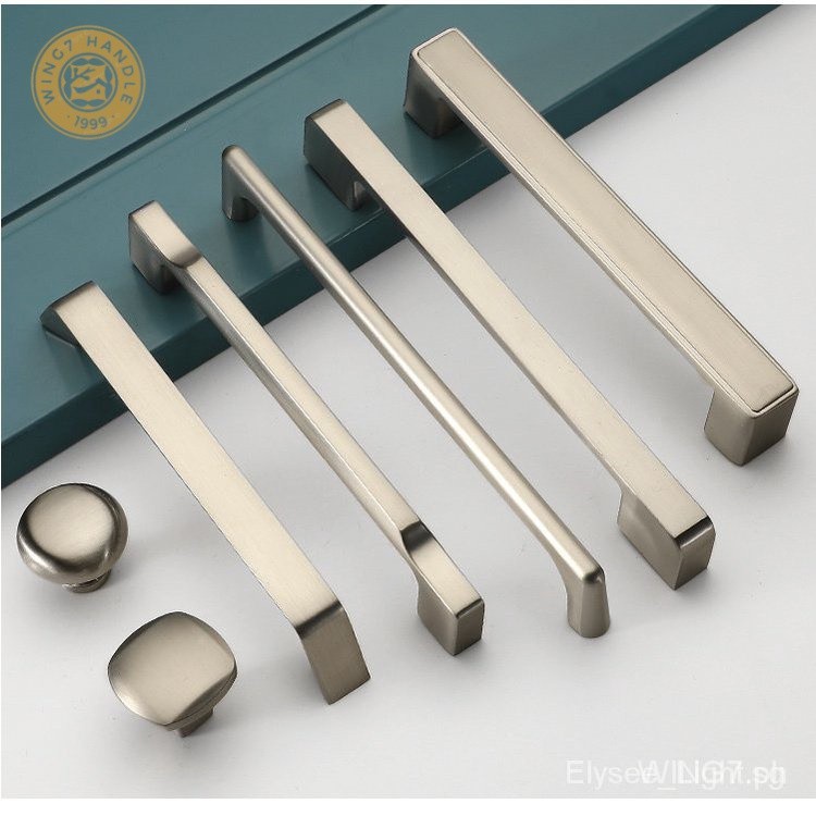 Modern Simple Furniture Handles Silver Aluminum Alloy Kitchen Cabinet ...