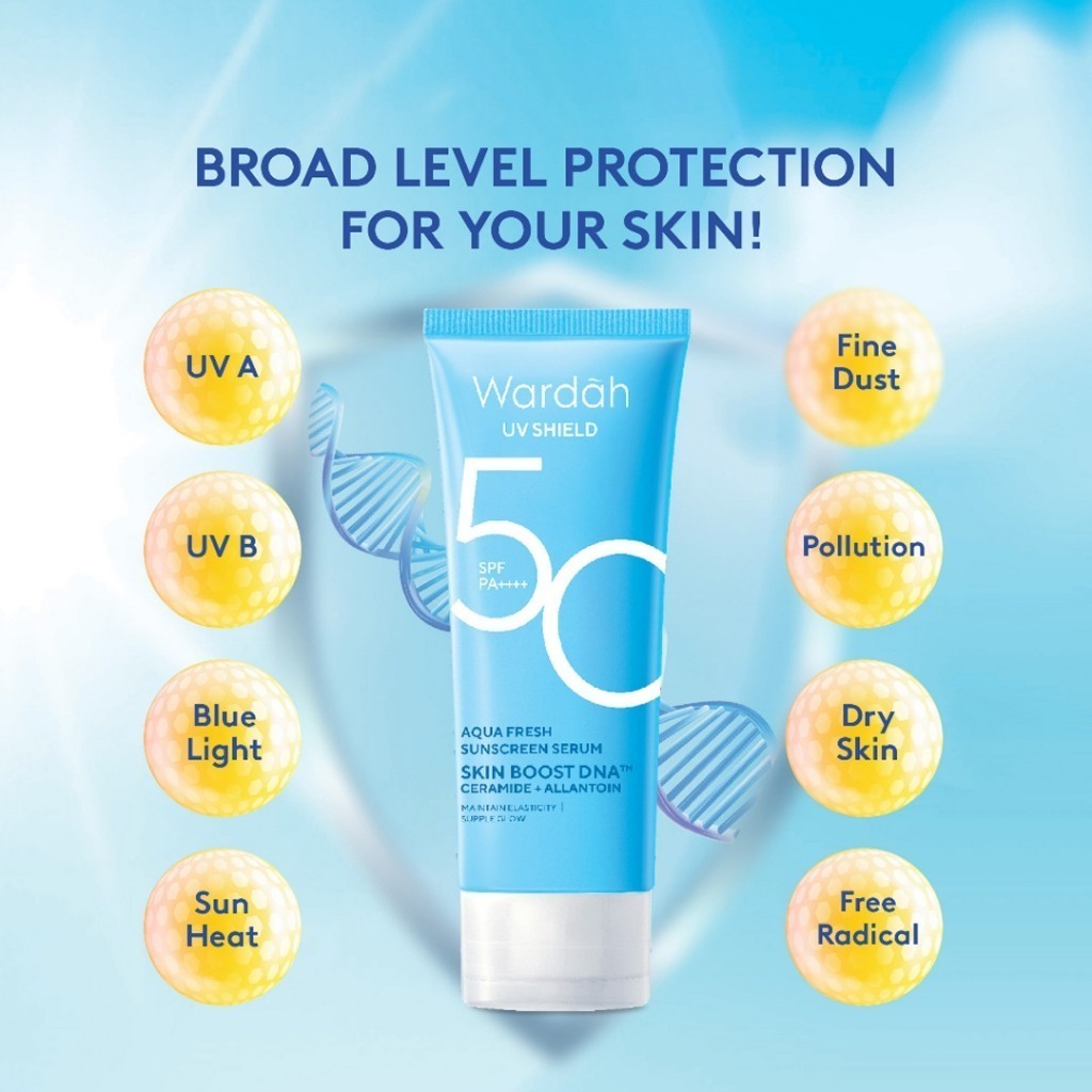 Wardah UV Shield Aqua Fresh Essence SPF 50 PA ++++ 30 ml - Sunscreen Serum / Merah Jingga Official - Gambar 3