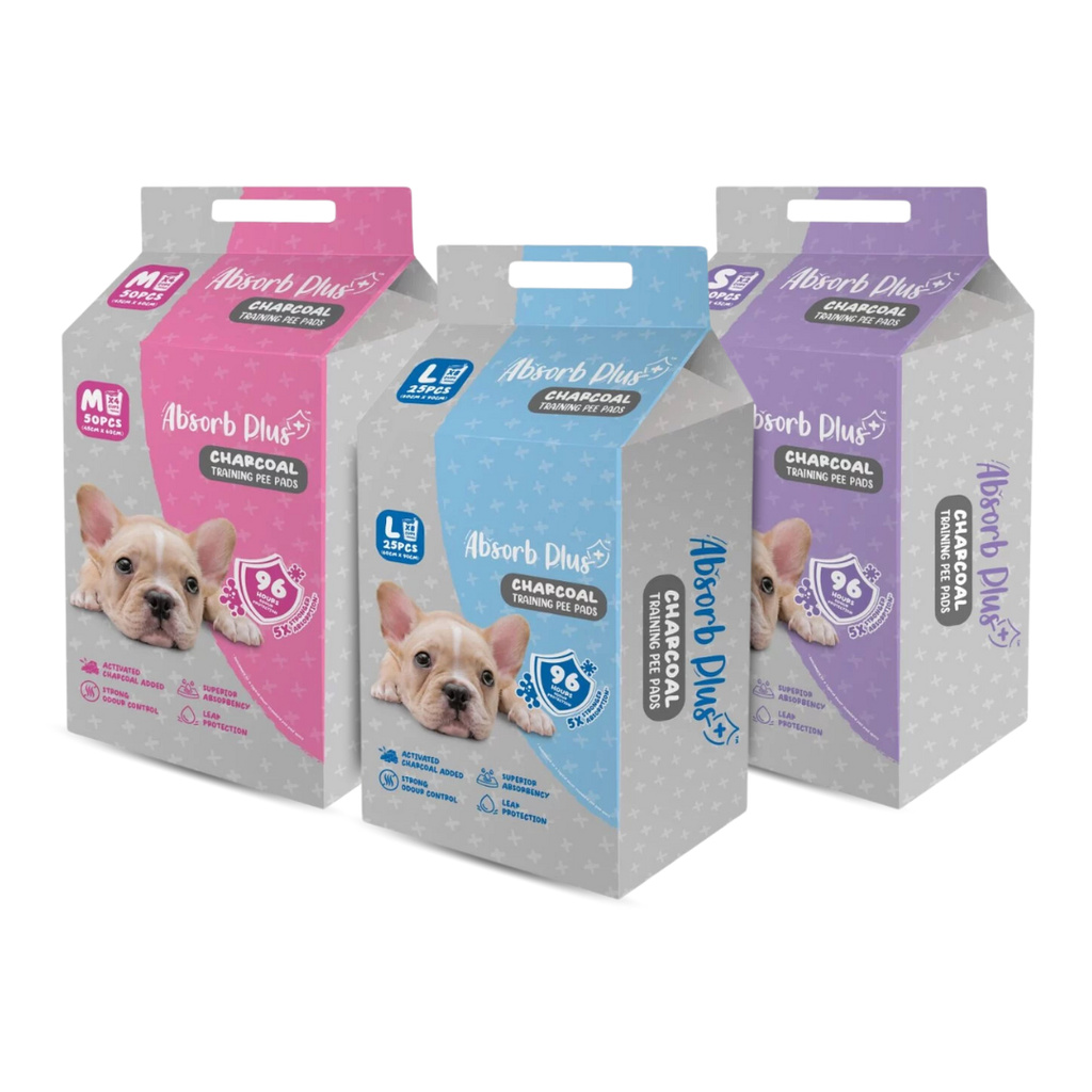 Absorb Plus Charcoal Pet Sheets - 25/50/100pcs Pee Pads, Quick Drying ...