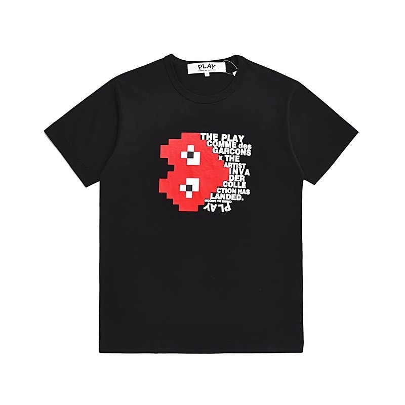 CDG PLAY New Mosaic Love Letter Printed Short sleeved T shirt Shopee Singapore