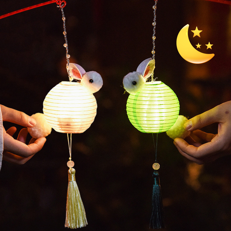 Cute Plush Rabbit Lanterns Diy Chinese Style Lamp Mid-Autumn Festival ...