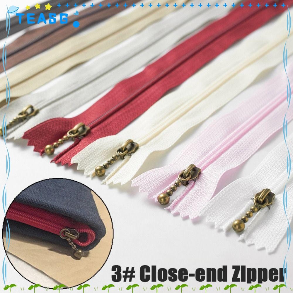 TEASG 10Pcs 3# Close-end Zip, Bronze Handmade Round Bead Modeling ...