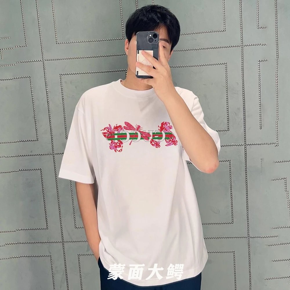 [High Quality]GUC G Home Pink Ribbon Letter Print logo Short Sleeve t T ...