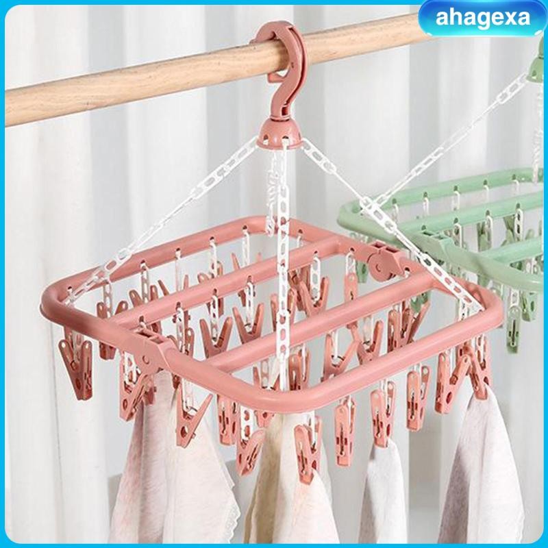 32 Peg Foldable Clip Hangers Underwear Hanger with Clips Laundry Clip and Drip Drying Hanger for Socks Bras Lingerie Clothes Shopee Singapore