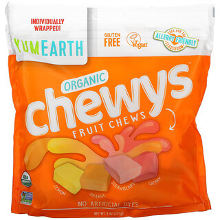 YumEarth, Organic Chewys Fruit Chews, Lemon, Orange, Strawberry, Cherry