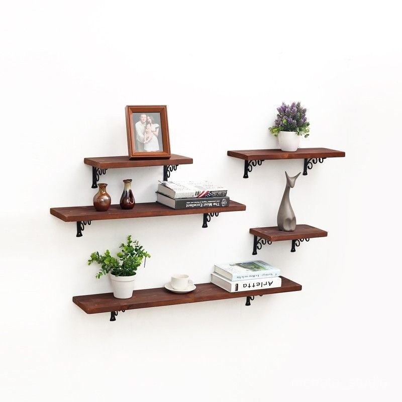 Nordic Solid Wood Single Shelf Partition Wall Mounted Storage Rack ...