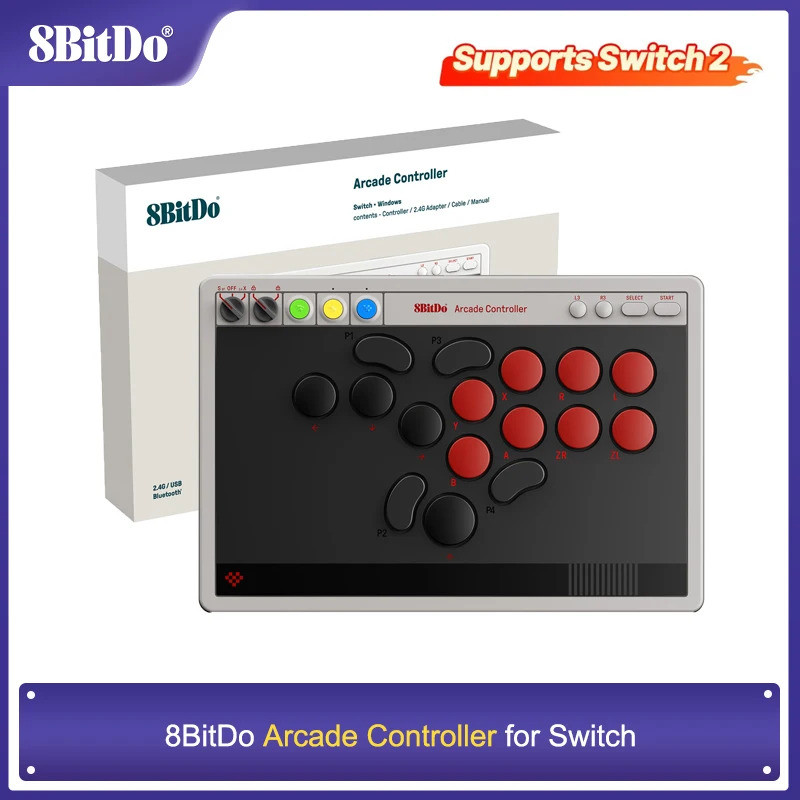 8BitDo Arcade Controller Wired, Wireless Bluetooth, 2.4G, Low-profile ...